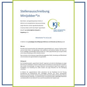 Stellenausschreibung im Projekt „Jugend Macht Zukunft“